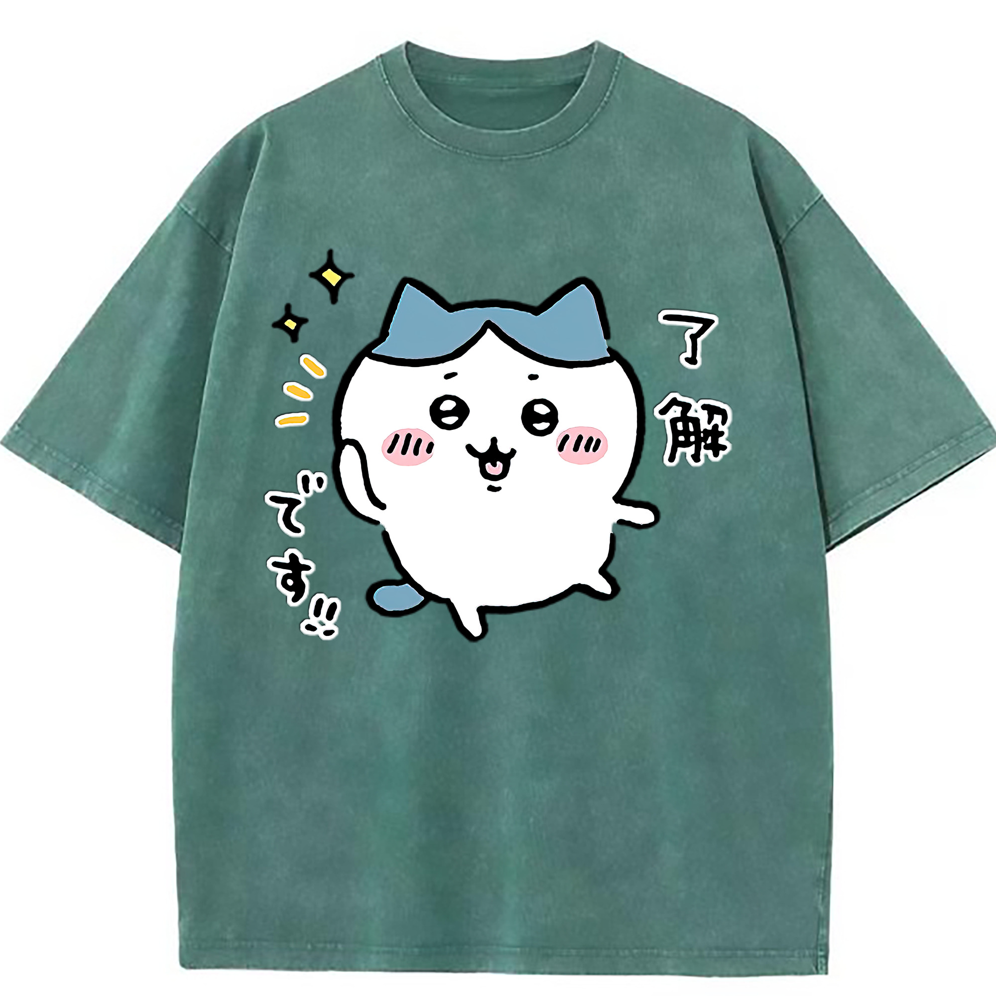 （画像用） ちいかわ ハチワレ Chii-kawa hachiware 綿100% ヴィンテージ風 半袖Tシャツ（フロントプリント）